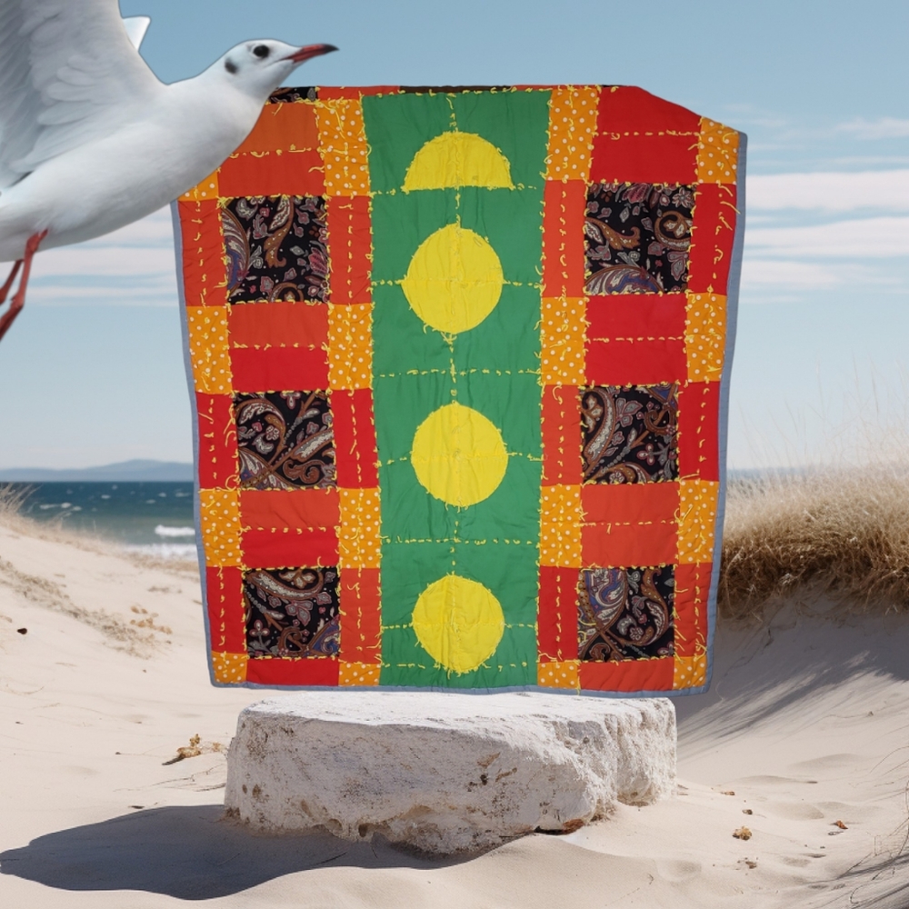 Primative Decorative Wall Hanging Quilt Prime Colors Cottage Prarie Folksy Throw